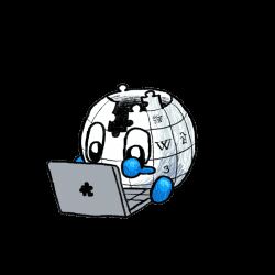  animated animated_gif at_computer baby_globe computer globe humanization laptop looping_animation no_humans official_art puzzle_piece simple_background transparent_background typing wikipedia 