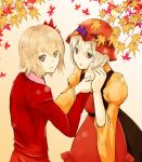  aki_minoriko aki_shizuha autumn hat leaf leaves multiple_girls ruit short_hair siblings sisters touhou 