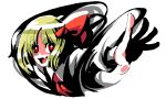  blonde_hair face fang foreshortening hands kumadano outstretched_arms red_eyes ribbon rumia short_hair spread_arms touhou 