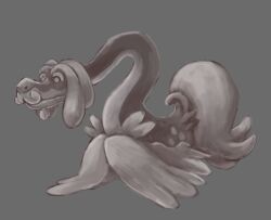  commentary_request dragon drampa full_body grey_background monochrome no_humans pokemon pokemon_(creature) pokemon_focus ryusei0402 simple_background solo 