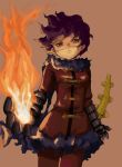  alchemist element_bender fire frown glasses gloves purple_hair sekaiju_no_meikyuu short_hair yanagihara_tantoui 