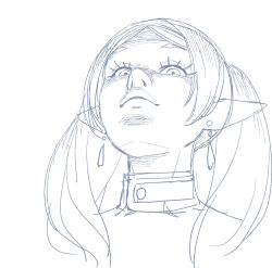  1girl closed_mouth earrings elf floating_earrings frieren greyscale head_back jewelry long_hair long_pointy_ears looking_at_viewer looking_up meme monochrome onsen_tamago_(hs_egg) parted_bangs pointy_ears sketch solo sousou_no_frieren teardrop_earrings twintails upward_angle_frieren_drawing_(meme) 