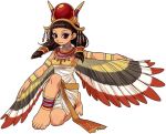  barefoot black_hair egyptian eyeshadow feet headdress jewelry makeup necklace wings 