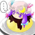  ... chibi crescent hat lowres no_humans patchouli_knowledge pudding purple_eyes purple_hair touhou yukkuri_shiteitte_ne 
