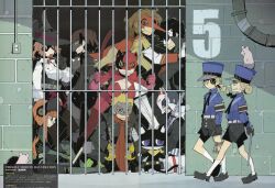  4boys 6+girls akechi_gorou amamiya_ren animal armband bandana bandana_around_neck baton_(weapon) black_hair blonde_hair blue_shirt boots breasts brown_hair caroline_(persona_5) cat cat_mask closed_eyes collared_shirt computer crossed_arms double_bun dowman_sayman eyepatch food fox_mask glasses gloves hair_bun hat joker_(persona_5) justine_(persona_5) katana key kitagawa_yuusuke laptop large_breasts mask morgana_(persona_5) mouse_(animal) multiple_boys multiple_girls neckerchief necktie niijima_makoto okumura_haru orange_hair pantyhose persona persona_5 persona_5_the_royal ponytail popsicle prison prison_cell sakamoto_ryuuji sakura_futaba shirt shoes shorts sitting skull_mask smile socks standing sword tail tailcoat takamaki_anne third-party_source weapon yellow_eyes 