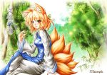  blonde_hair fox_ears fox_tail kemu_inu short_hair tail touhou yakumo_ran 