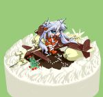  cake christmas food in_food lowres minigirl mof mof&#039;s_silver_haired_twintailed_girl mof's_silver_haired_twintailed_girl oekaki original pastry santa_costume silver_hair 
