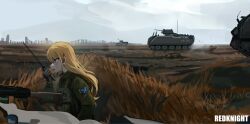 1girl armored_personnel_carrier long_hair military military_uniform original