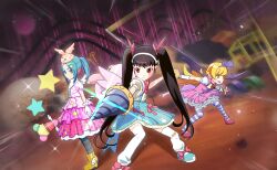  3d 3girls angel_wings animal_bag animal_print aqua_hair aqua_pantyhose aqua_shoes aqua_skirt arm_warmers artist_request back_bow backpack bag bandaid bandaid_on_knee bandaid_on_leg bare_arms bat_wings bird black_hair black_pantyhose blonde_hair boots bow bow_hairband bowtie brooch card_commentary checkered_bow checkered_clothes checkered_hat choker closed_mouth collar commentary cross-laced_clothes cross-laced_dress detached_collar determined dot_nose doughnut dress dress_bow drill dutch_angle emphasis_lines expressionless eyes_visible_through_hair fake_wings fighting_stance food food-themed_choker footwear_bow frilled_dress frilled_skirt frilled_wrist_cuffs frills full_body game_cg green_eyes hachikuji_mayoi hair_bow hair_ornament hairband hairclip happy hat hat_bow high-waist_skirt high_collar high_heels highres holding holding_wand jewelry knees large_bag leaning_forward light_blush light_frown light_particles long_hair loose_thighhigh magical_girl mahou_shoujo_madoka_magica mahou_shoujo_madoka_magica_magia_exedra mary_janes medium_dress medium_skirt mini_hat mini_wings monogatari_(series) multiple_girls official_art ononoki_yotsugi open_mouth orange_bow orange_hat oshino_shinobu pantyhose petticoat pink_bag pink_bow pink_dress pink_wrist_cuffs pleated_dress pleated_skirt polka_dot polka_dot_dress print_skirt puffy_short_sleeves puffy_sleeves pumps purple_bow purple_bowtie purple_choker purple_hairband purple_pantyhose purple_wings rabbit_print red_bow red_bowtie red_eyes red_shoes ribbon roller_coaster rubber_boots sand shirt shoes short_sleeves sidelocks skirt skirt_bow sleeveless sleeveless_dress sparkle square_neckline standing star_(symbol) star_hair_ornament straight_hair striped_clothes striped_pantyhose suspender_skirt suspenders tareme thick_eyebrows thigh-highs third-party_source twintails two-tone_pantyhose unworn_dress very_long_hair wand white_arm_warmers white_collar white_hairband white_ribbon white_shirt white_sleeves white_thighhighs white_wings winged_boots wings witch's_labyrinth wrist_bow wrist_cuffs yellow_boots yellow_eyes 