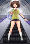  escalator panties pantyshot pointing school_uniform tsukihime twintails underwear wristband yumizuka_satsuki 