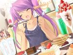  cafe cake chocolate closed_eyes dark_skin date eating elf food fruit game_cg grapes happy heart ice_cream onigirikun pancake pastel_chime pastel_chime_continue pastry phil_ehart pie pointy_ears pov_dating purple_hair strawberry sundae sweets 