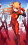  1girl absurdres aergia_c blue_eyes blue_sky bodysuit breasts closed_mouth clouds day evangelion:_3.0_you_can_(not)_redo eyepatch gloves highres huge_filesize long_hair looking_at_viewer medium_breasts neon_genesis_evangelion orange_hair outdoors plugsuit rebuild_of_evangelion red_bodysuit red_gloves shikinami_asuka_langley sky solo souryuu_asuka_langley standing 