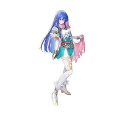  1girl absurdres ankle_boots armor artist_request bangs belt blue_eyes blue_hair blush boots breastplate caeda_(fire_emblem) cape closed_mouth commentary_request dress elbow_gloves feather_trim fire_emblem fire_emblem:_mystery_of_the_emblem fire_emblem_heroes full_body gloves highres holding long_hair looking_at_viewer multiple_belts official_art pink_cape short_dress shoulder_armor simple_background smile solo standing thigh-highs white_background white_legwear zettai_ryouiki 