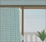  ayu_(mog) blush curtains indoors looking_at_viewer no_humans original plant potted_plant rabbit solo 