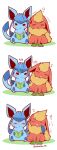  artist_name azuma_minatsu blush book closed_eyes closed_mouth commentary_request flareon gen_1_pokemon gen_4_pokemon glaceon holding holding_book looking_at_another no_humans nose_blush pokemon pokemon_(creature) reading sitting sleeping watermark 