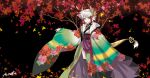 dragon_girl dragon_horns, dragon_tail japanese_clothes kaede_(p&amp;d) kimono maple_leaf
