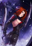 1girl bloodrayne bloodrayne_(videogame) breasts green_eyes kate-fox redhead short_hair sideboob vampire weapon