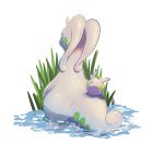  closed_eyes closed_mouth commentary_request gen_6_pokemon goodra goomy green_eyes highres no_humans nullma pokemon pokemon_(creature) pokemon_on_tail shiny water wet 