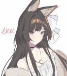  1girl animal_ears atelier_live brown_eyes brown_hair chai_(yueko_(jiayue_wu)) character_name english_commentary flat_chest fox_ears fox_girl highres looking_at_viewer off-shoulder_jacket sketch solo tagicrabbu virtual_youtuber white_background 