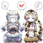  &gt;:q 2girls :q african_rock_python_(kemono_friends) arm_at_side bangs bloomers blue_hair bow bowtie brown_gloves brown_legwear capelet chabo-kun closed_eyes closed_mouth commentary_request corset cowboy_shot drawstring eyebrows_visible_through_hair facing_viewer fidgeting flying_sweatdrops frilled_hood frilled_skirt frills gloves green_skirt grey_hair hand_on_own_chin hand_up hands_up heart highres hood hood_up hooded_jacket interlocked_mars_and_venus_symbols jacket kemono_friends komodo_dragon_(kemono_friends) komodo_dragon_tail licking_lips lizard_girl lizard_tail long_sleeves looking_at_viewer mars_symbol microskirt miniskirt multicolored_hair multiple_girls own_hands_together pantyhose pleated_skirt purple_hair seductive_smile shared_speech_bubble side-by-side sitting sketch skirt smile snake_tail speech_bubble spoken_heart spoken_mars_symbol spoken_venus_symbol tail tongue tongue_out tsurime underwear v-shaped_eyebrows venus_symbol violet_eyes white_background white_gloves white_hair zipper 