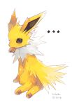  ... absurdres artist_name commentary_request gen_1_pokemon hideko_(l33l3b) highres jolteon looking_back no_humans paws pokemon pokemon_(creature) shiny solo tongue tongue_out watermark yellow_fur 