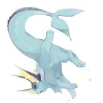  claws commentary_request full_body gen_1_pokemon hideko_(l33l3b) highres looking_back no_humans open_mouth pokemon pokemon_(creature) shiny signature tail vaporeon water_drop watermark white_background 