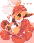  absurdres balloon blush brown_eyes commentary_request fangs gen_1_pokemon heart hideko_(l33l3b) highres holding holding_balloon leg_garter no_humans open_mouth paws pokemon pokemon_(creature) shiny solo tongue vulpix 