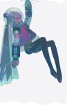  1girl aqua_hair arm_up bangs black_legwear commentary full_body gloves hatsune_miku long_hair mawarusanso see-through_sleeves simple_background solo space_helmet spacesuit twintails very_long_hair vocaloid white_background 