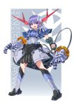  1girl absurdres ag_00000 character_name clenched_hand gundam highres mecha_musume mobile_suit_gundam open_hands open_mouth personification purple_hair short_hair solo violet_eyes zeong 