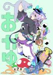  animal_ears animal_print backpack bag baggy_pants black_hoodie cat cat_ears cat_girl cat_print cat_tail food hat headphones headphones_around_neck highres himemori_luna hololive hololive_gamers hood hoodie inugami_korone long_sleeves midriff nekomata_okayu onigiri pants purple_hair shoes short_hair sneakers sunglasses super_mushroom sweatpants tail temari_(nekomata_okayu) tetsu_booya violet_eyes virtual_youtuber white_pants 