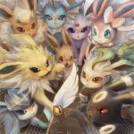  :&lt; artist_name blue_eyes brown_eyes brown_fur cat_teaser closed_mouth commentary_request eevee emphasis_lines espeon flareon gen_1_pokemon gen_2_pokemon gen_4_pokemon gen_6_pokemon glaceon jolteon leafeon momomo12 no_humans open_mouth paws pokemon pokemon_(creature) sylveon umbreon vaporeon violet_eyes watermark 