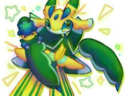  >_o 1boy alternate_color antennae arthropod_boy arthropod_limbs colored_skin commentary english_commentary evolutionary_line fomantis furry furry_male grandmaedger green_eyes green_skin highres looking_at_viewer lurantis male_focus mantis_boy monster_boy multicolored_skin no_mouth one_eye_closed plant_boy pokemon pokemon_(creature) praying_mantis shiny_pokemon simple_background standing upper_body white_background white_skin 