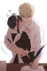 1boy 1girl alternate_costume hug long_hair maid short_hair spy_x_family twilight_(spy_x_family) yor_briar