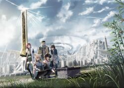  1boy 4girls andre_(arknights) animal_ears arknights arknights:_endfield bare_shoulders bird_ears bird_girl black_boots black_hair black_jacket black_pantyhose black_shirt black_shoes black_skirt black_thighhighs blonde_hair blue_eyes blue_jacket boots brown_eyes chen_qianyu_(arknights) chinese_commentary clouds cloudy_sky coat commentary_request dragon_girl dragon_horns dragon_tail dress endministrator_(arknights) female_endministrator_(arknights) gloves green_eyes grey_necktie grey_scarf grin high-waist_skirt high_heels highres horns industrial jacket long_hair miniskirt multiple_girls necktie open_clothes open_coat open_mouth pantyhose pencil_skirt perlica_(arknights) pleated_skirt pointy_ears qin_jiangchi_(arknights) red_hair scarf scenery shirt shoes short_hair skirt sky sleeveless sleeveless_dress smile squatting sweater tail thigh-highs thigh_boots turtleneck turtleneck_shirt turtleneck_sweater wayuzz99 white_coat white_dress white_shirt white_skirt white_sweater yellow_gloves yellow_jacket 