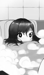  1girl absurdres bath black_hair bubble highres jushikuroni long_hair looking_at_viewer original solo tagme tiles 