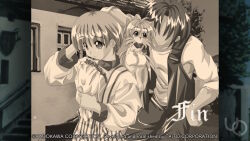  1nd_protagonist 2000s_(style) 2boys animal_ears animal_nose anime_coloring arm_behind_back atelier-moo body_fur christpher_cross closed_mouth creature dog_ears faceless faceless_male flower game_cg gloves hair_between_eyes holding holding_flower long_sleeves multiple_boys no_eyewear non-web_source official_art open_clothes open_vest pants raised_inner_eyebrows robe scarf sepia shirt short_hair standing striped_clothes striped_pants teddy_(yuukyuu_gensoukyoku) thick_eyebrows vest yuukyuu_gensoukyoku 