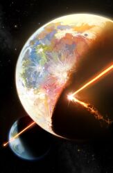  absurdres artemis_program crescent_moon earth_(planet) full_moon galaxy highres layerafterdark moon night planet sky space star_(sky) starry_sky 