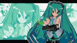  1girl 3d absurdres animasa_model_(mikumikudance) antenna_hair aqua_eyes aqua_hair black_skirt black_sleeves character_doll doll food grey_shirt hachune_miku hair_between_eyes hair_ornament hatsune_miku headset highres holding holding_food holding_spring_onion holding_vegetable indoors kio_(majin_kz) letterboxed long_hair looking_at_viewer mikumikudance_(medium) number_tattoo shirt skirt sleeveless sleeveless_shirt smile spring_onion standing tattoo thigh-highs twintails variant_set vegetable vocaloid zoom_layer 