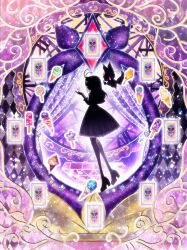  1girl animal_print antenna_hair butterfly_print commentary_request diamond_(shape) dress fairy from_side harada_miyuki highres ice_cream_cone long_hair mashu-tan meitantei_precure! midair moria_luluka platform_heels precure silhouette solo 