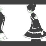  dress frills gothic_lolita hat hikari_(pokemon) lolita_fashion lowres mai_(pokemon) monochrome pantyhose pokemon pokemon_(game) pokemon_dppt 