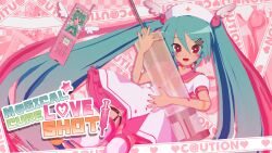  1girl 3d absurdres animasa_model_(mikumikudance) bandaid bandaid_on_arm bandaid_on_face blue_hair bow bowtie brown_eyes cellphone cowboy_shot dress fang flip_phone food hachune_miku hair_between_eyes hair_ornament hat hatsune_miku heart heart_hair_ornament highres holding holding_food holding_spring_onion holding_syringe holding_vegetable kio_(majin_kz) large_syringe long_hair looking_at_viewer low_poly m@gical_cure!_love_shot!_(vocaloid) mikumikudance_(medium) nurse nurse_cap one_eye_closed open_mouth oversized_object phone puffy_short_sleeves puffy_sleeves short_sleeves simple_background skin_fang smile solo song_name sparkling_eyes spring_onion standing syringe thigh-highs twintails variant_set vegetable vocaloid white_background white_dress wings yellow_bow yellow_bowtie 