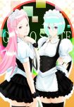  aqua_hair code49 eureka eureka_7 eureka_seven eureka_seven_(series) hair_ornament hairclip long_hair maid nanahime_(aoi) pink_eyes pink_hair short_hair thighhighs 