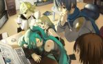  blue_hair bob_(biyonbiyon) closed_eyes computer computer_keyboard everyone hair_ribbon hair_ribbons hatsune_miku kagamine_len kagamine_rin kaito keyboard long_hair meiko nico_nico_douga ribbon ribbons room short_hair sleeping sleepy vocaloid yukkuri_shiteitte_ne 