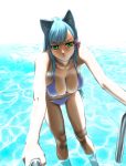 bb bikini blue_hair breasts cleavage green_eyes large_breasts long_hair original pool swimsuit ueyama_michirou 