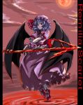  hat highres kimuchi moon polearm red_eyes remilia_scarlet ribbon ribbons spear spear_the_gungnir touhou weapon wings 