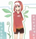  bad_id blue_eyes ezomori_nozomu hood kanokon koucha lowres pink_hair short_hair shorts yoshitomo_(koucha) 