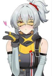 1girl blowing_kiss medium_hair soldier_11_(zenless_zone_zero) wink zenless_zone_zero