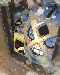  ^_^ beans breath closed_eyes evolutionary_line glalie harukara_kobayashi highres mamemaki no_humans pokemon pokemon_(creature) setsubun snorunt snowing 