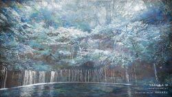  artist_name commentary_request highres nature original scenery sunlight tree water waterfall yasuka_martwork 