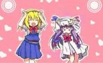  &gt;_&lt; alice_margatroid animated animated_gif blonde_hair caramelldansen gif gif_artifacts hat jpeg_artifacts long_hair lowres multiple_girls patchouli_knowledge purple_hair ribbon ribbons touhou 